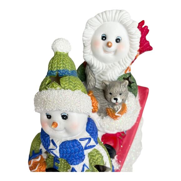 Snowman Sledding NIGHT LIGHT Winter Holiday Lamp International Bazaar Christmas - Picture 3 of 12